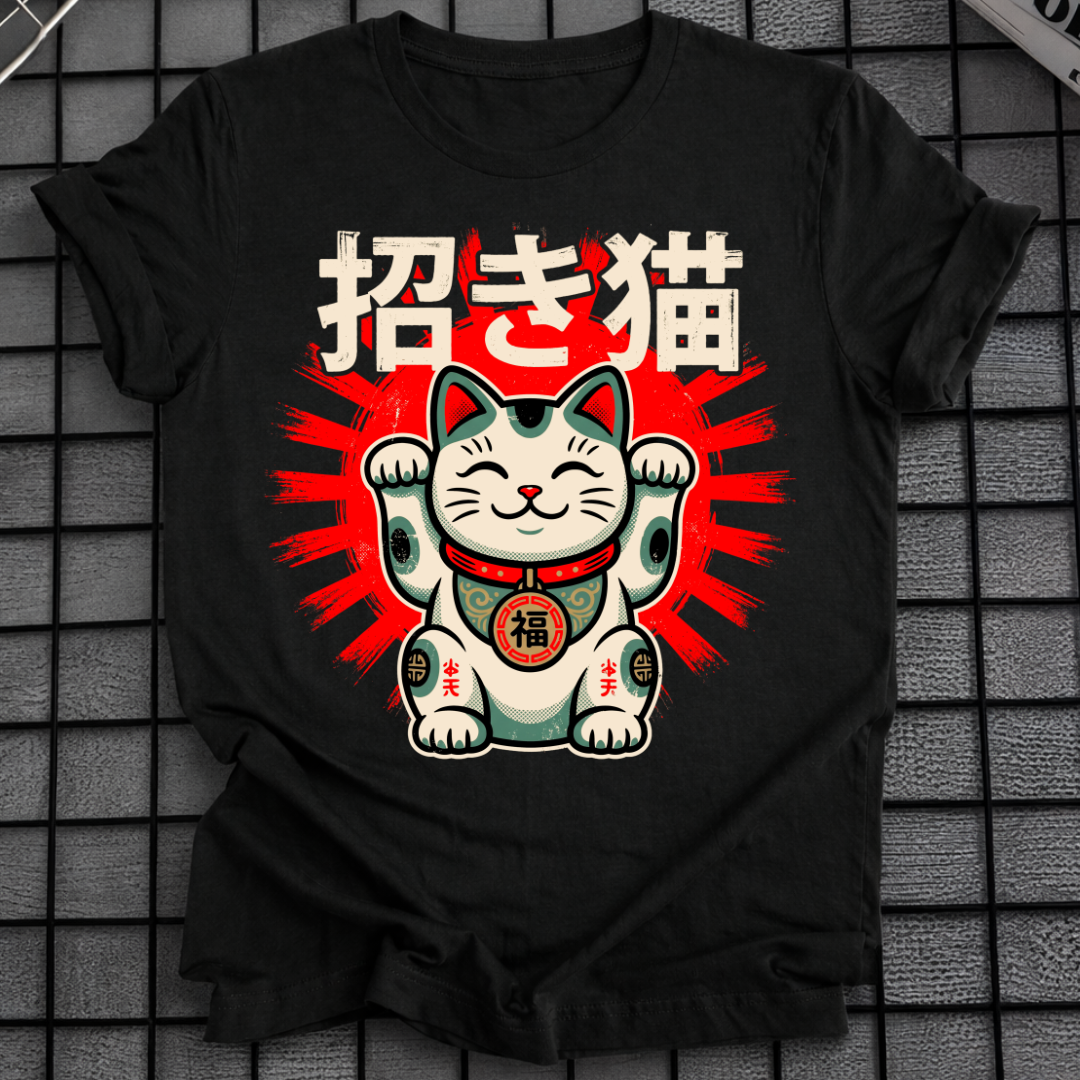 JAPANESE GOOD FORTUNE CAT T-SHIRT