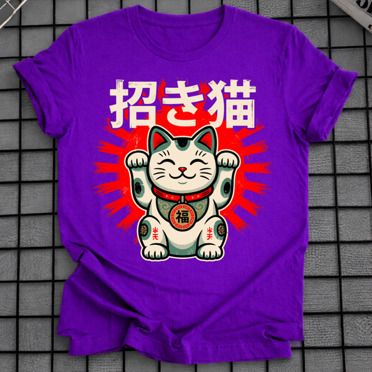 JAPANESE GOOD FORTUNE CAT T-SHIRT