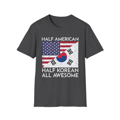 Half American Half Korean T‑Shirt — 'Half American, Half Korean, All Awesome' Patriotic Tee