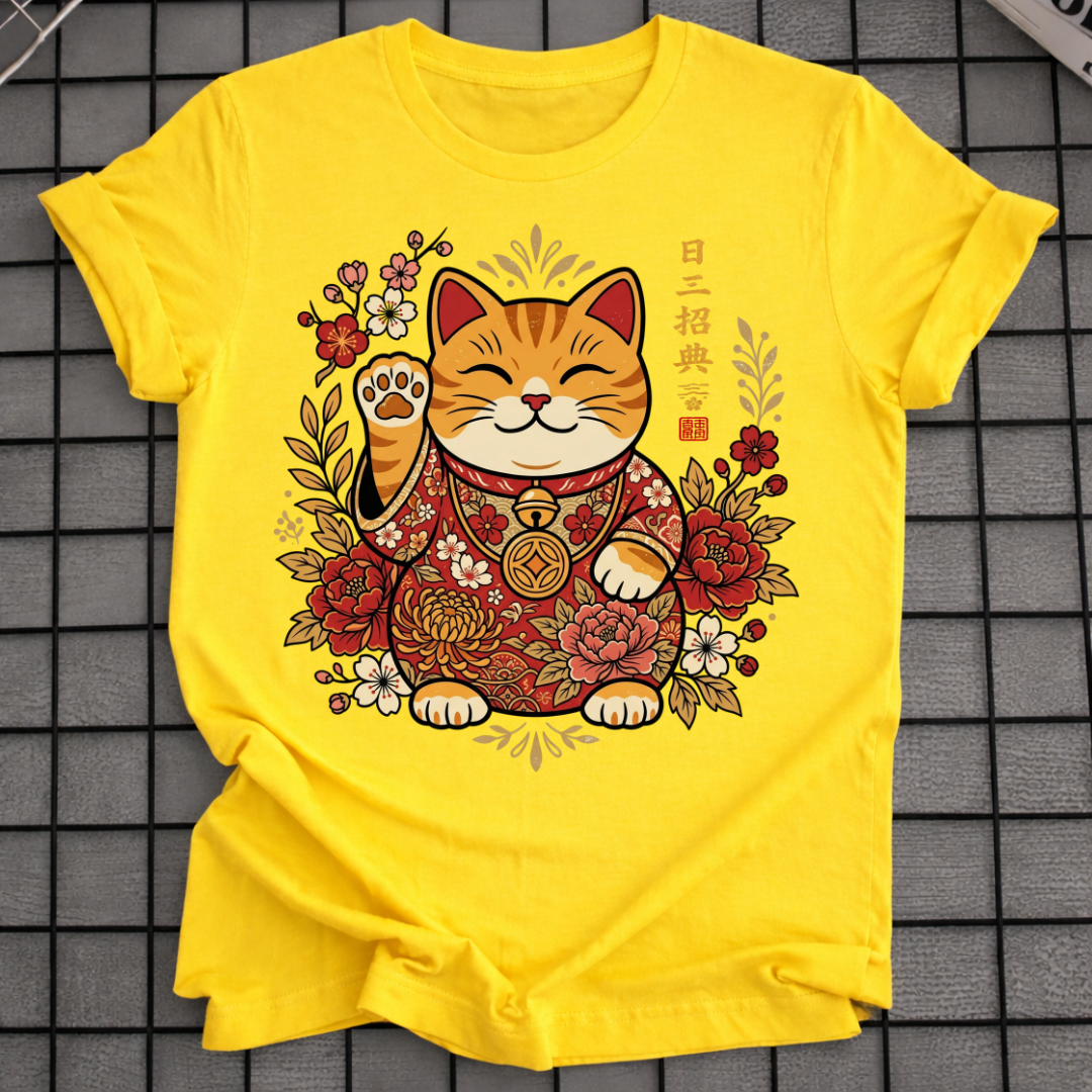 FLORAL JAPANESE GOOD LUCK T-SHIRT