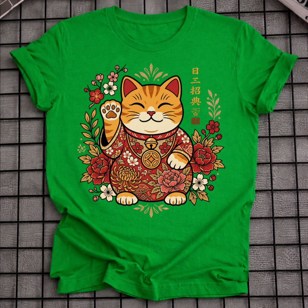 FLORAL JAPANESE GOOD LUCK T-SHIRT
