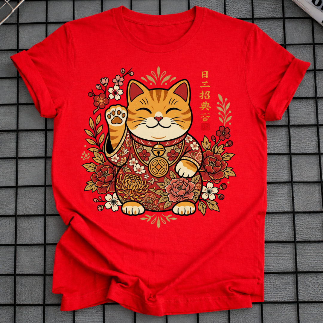 FLORAL JAPANESE GOOD LUCK T-SHIRT