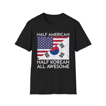 Half American Half Korean T‑Shirt — 'Half American, Half Korean, All Awesome' Patriotic Tee