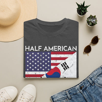 Half American Half Korean T‑Shirt — 'Half American, Half Korean, All Awesome' Patriotic Tee