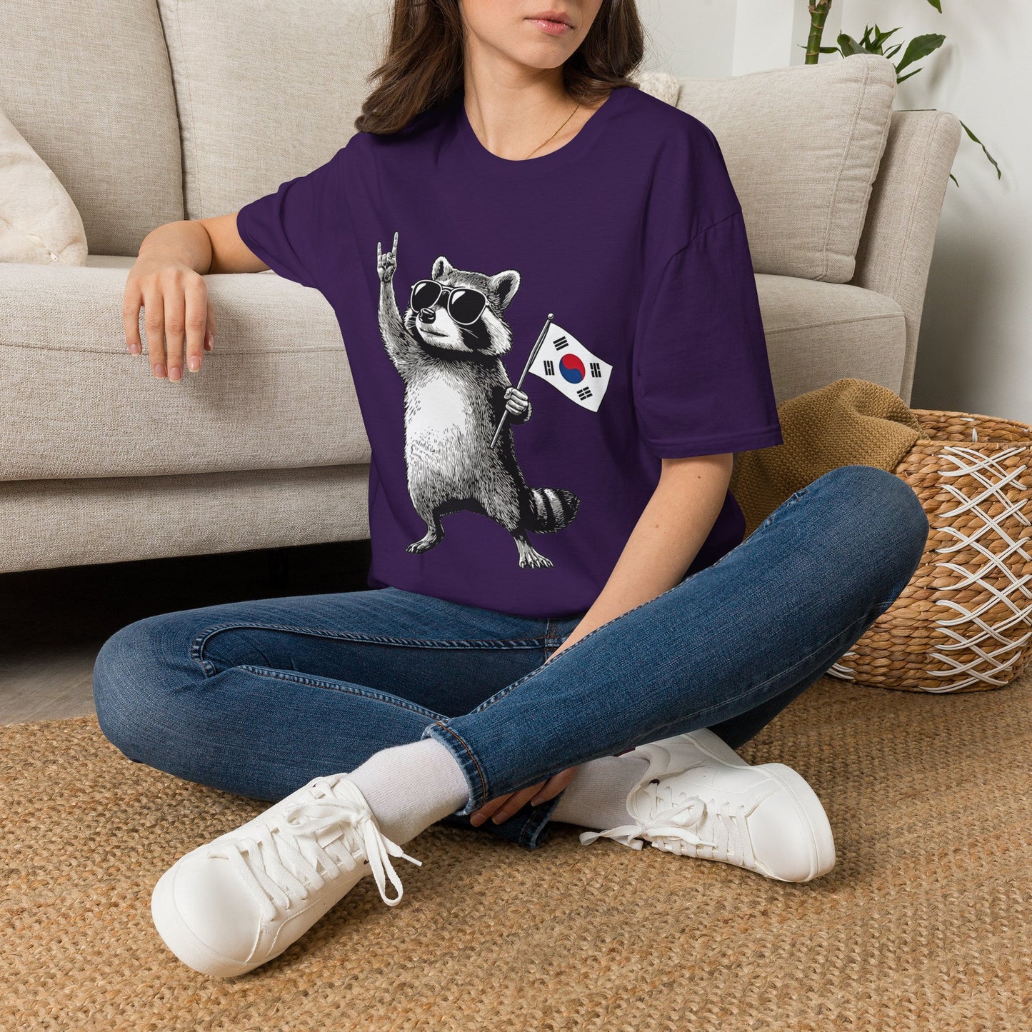 Korean Flag Raccoon T-Shirt — Cool Raccoon with South Korea Flag