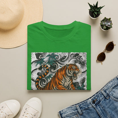Tiger Tattoo Graphic T‑Shirt — Roaring Tiger Illustration Tee