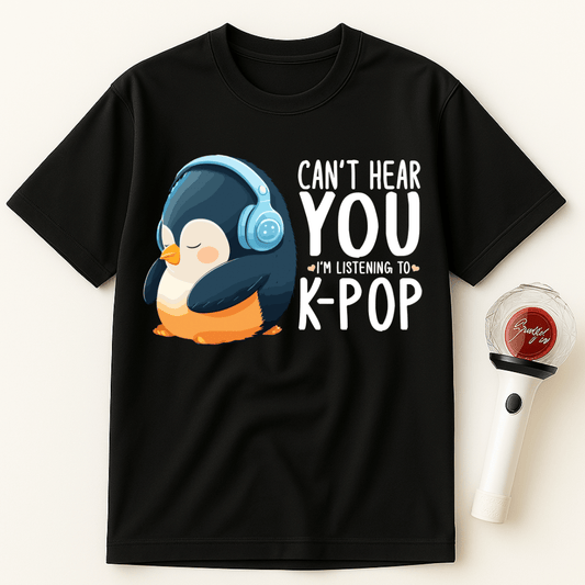 CAN’T HEAR YOU I’M LISTENING TO K-POP PENGUIN UNISEX T-SHIRT