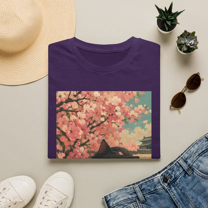 Cherry Blossom Cat T-Shirt — Cute Black Cat Under Sakura Scene
