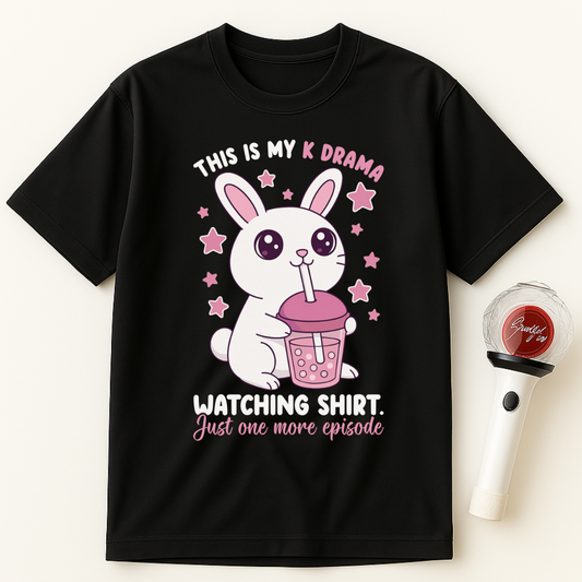 BUNNY K-DRAMA WATCHING SHIRT BUBBLE TEA UNISEX T-SHIRT