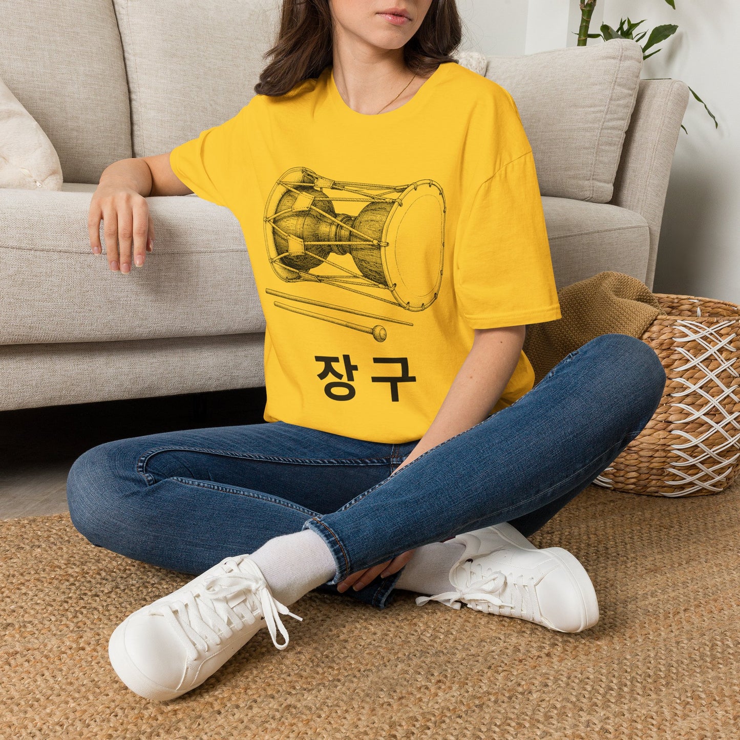 Jamgu Korean Drum T-Shirt — Traditional Janggu Illustration