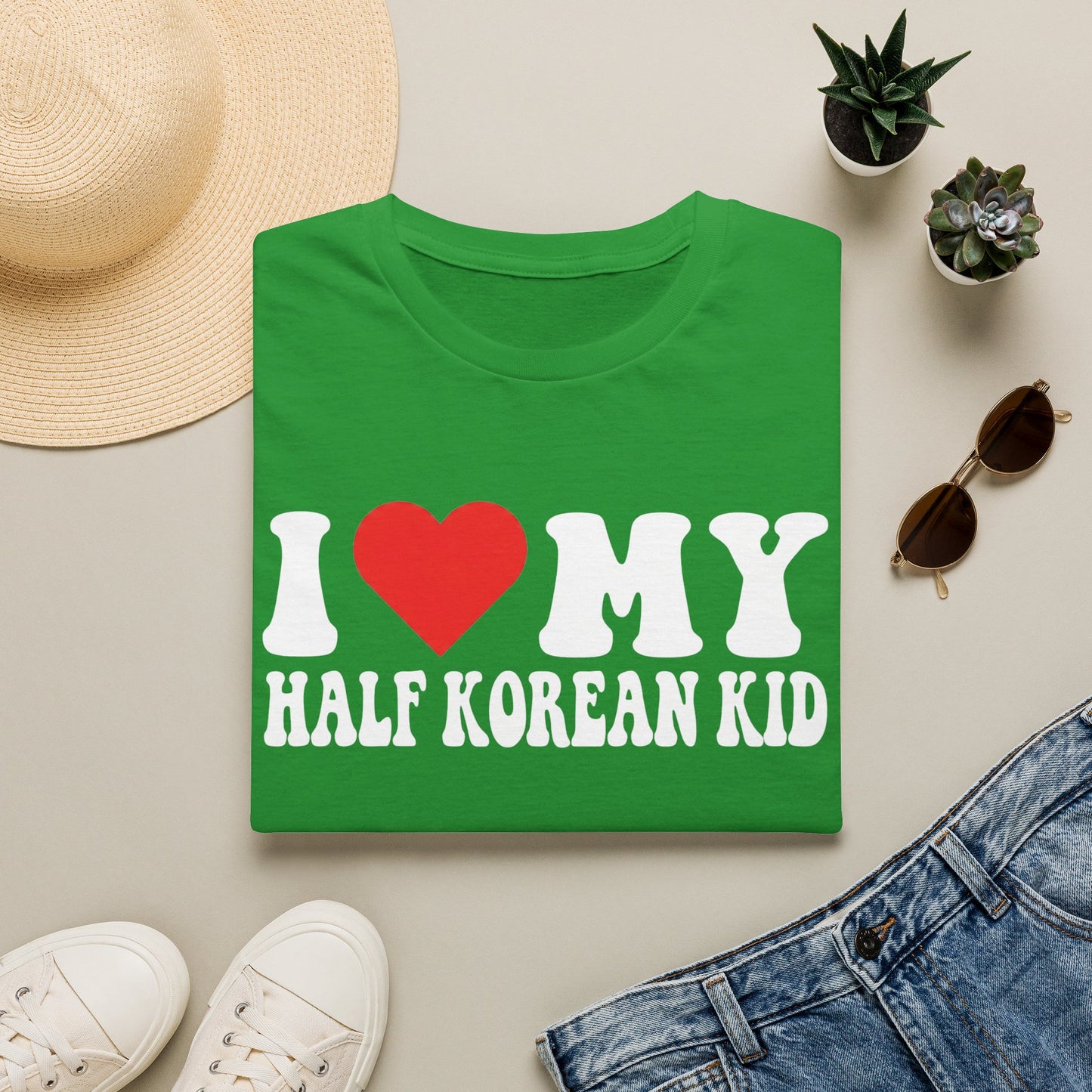 T-Shirt — I  My Half Korean Kid | Cute Family Pride Tee for Parents & Relatives