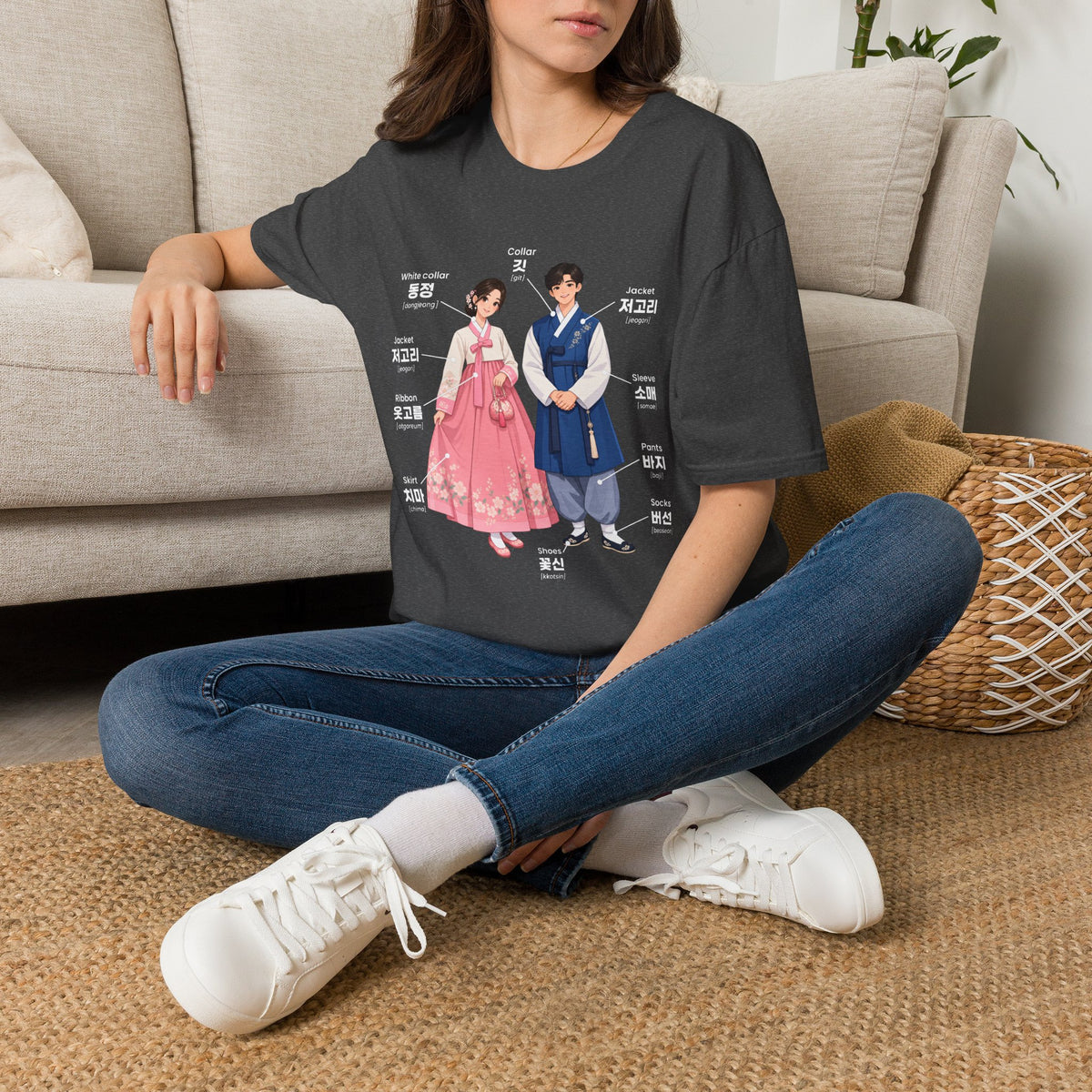 Hanbok Anatomy T‑Shirt — Labeled Korean Traditional Costume Guide