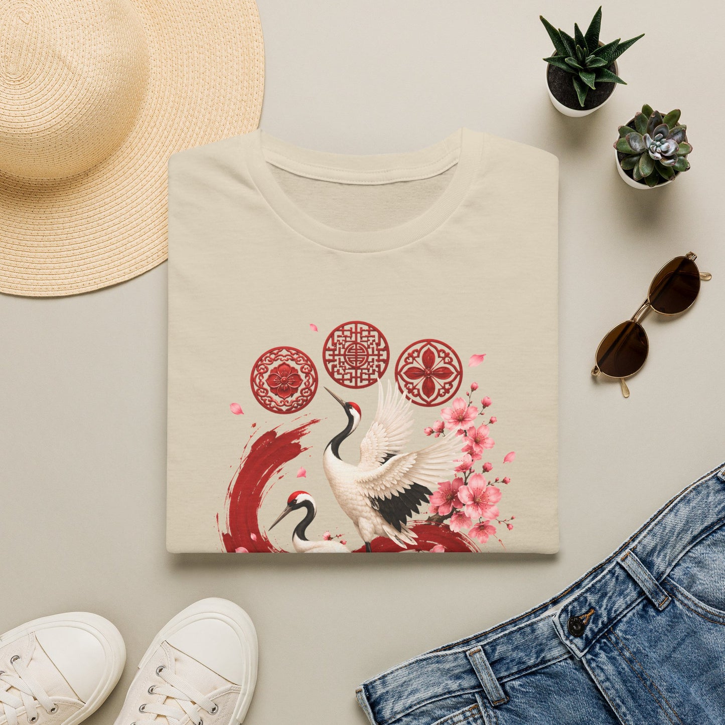 ARIRANG FLORAL CRANE T-SHIRT