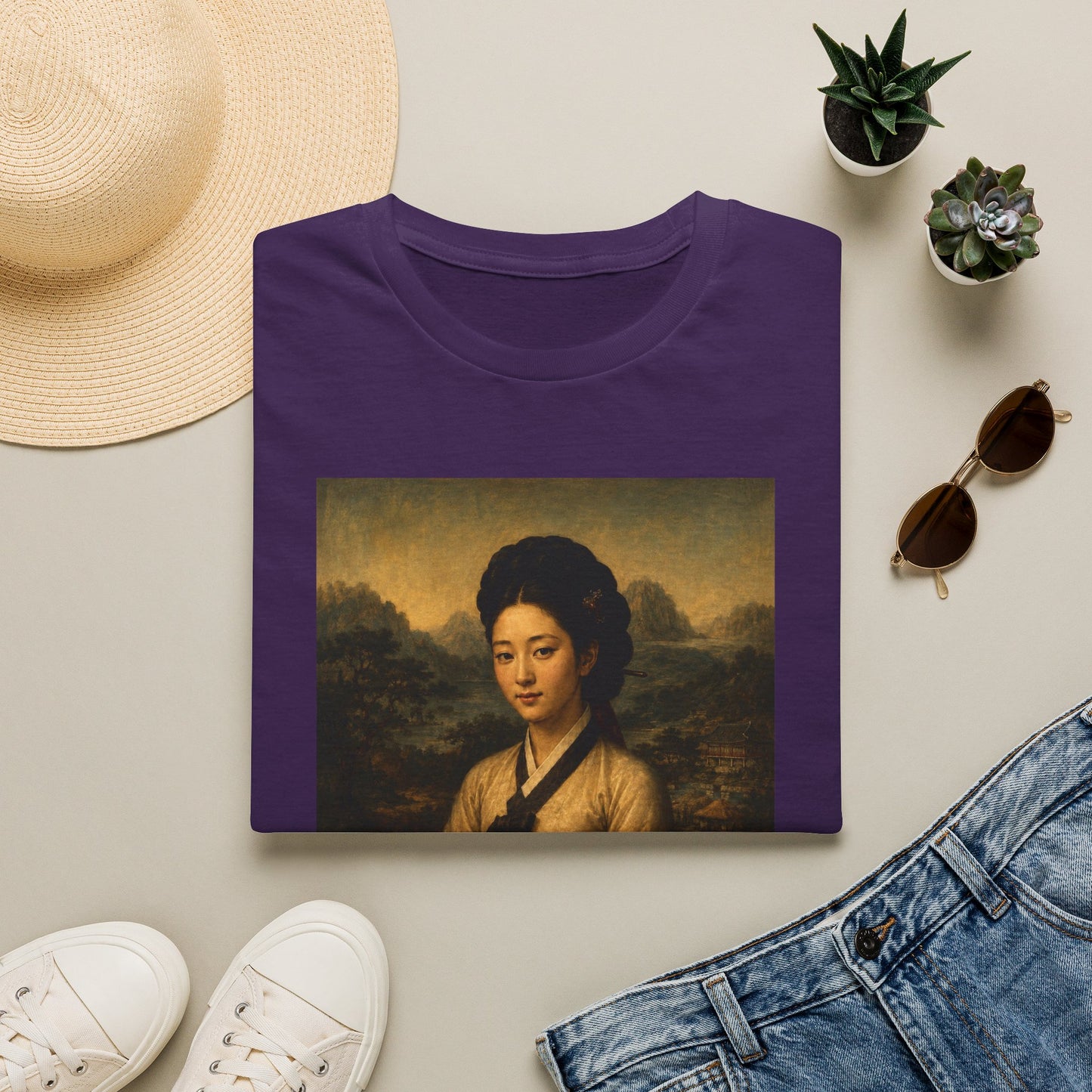Portrait Tee — Vintage Asian Woman Oil Painting Graphic T-Shirt