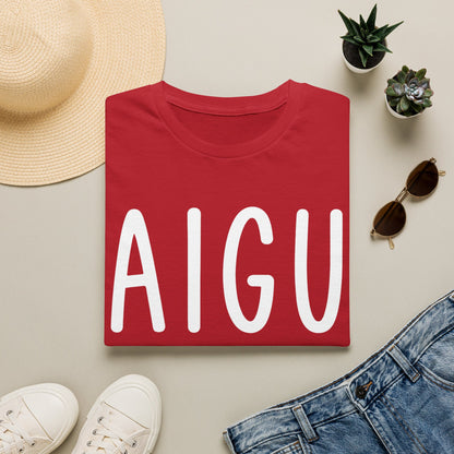AIGU Korean Text Graphic T-Shirt — Cute K-pop Inspired Lettering Tee