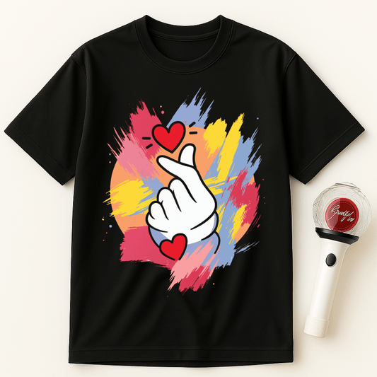 FINGER HEART COLORFUL UNISEX T-SHIRT