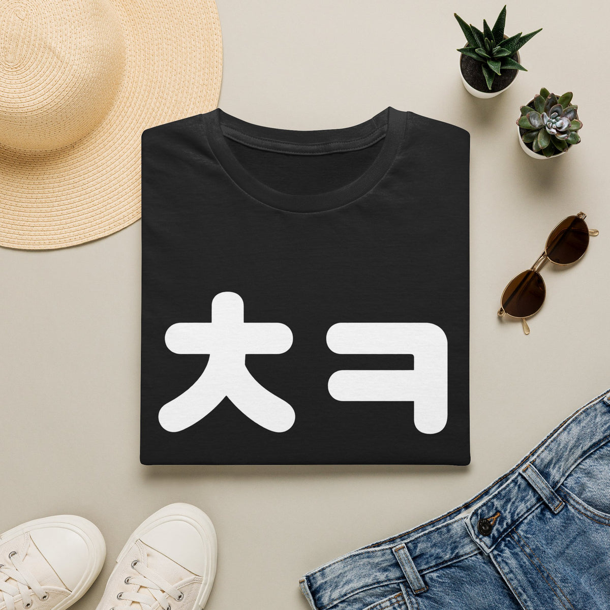 Korean 'ㅋ' Laugh T‑Shirt — Big 'ㅋ' Text Graphic Tee