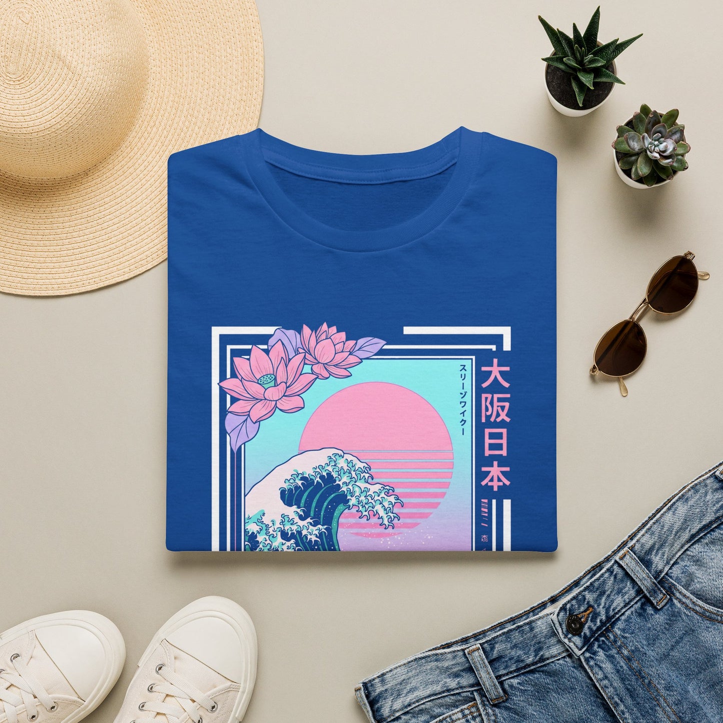 Wave of Sakura T-Shirt — Retro Japanese Sunset Osaka Tokyo Tee