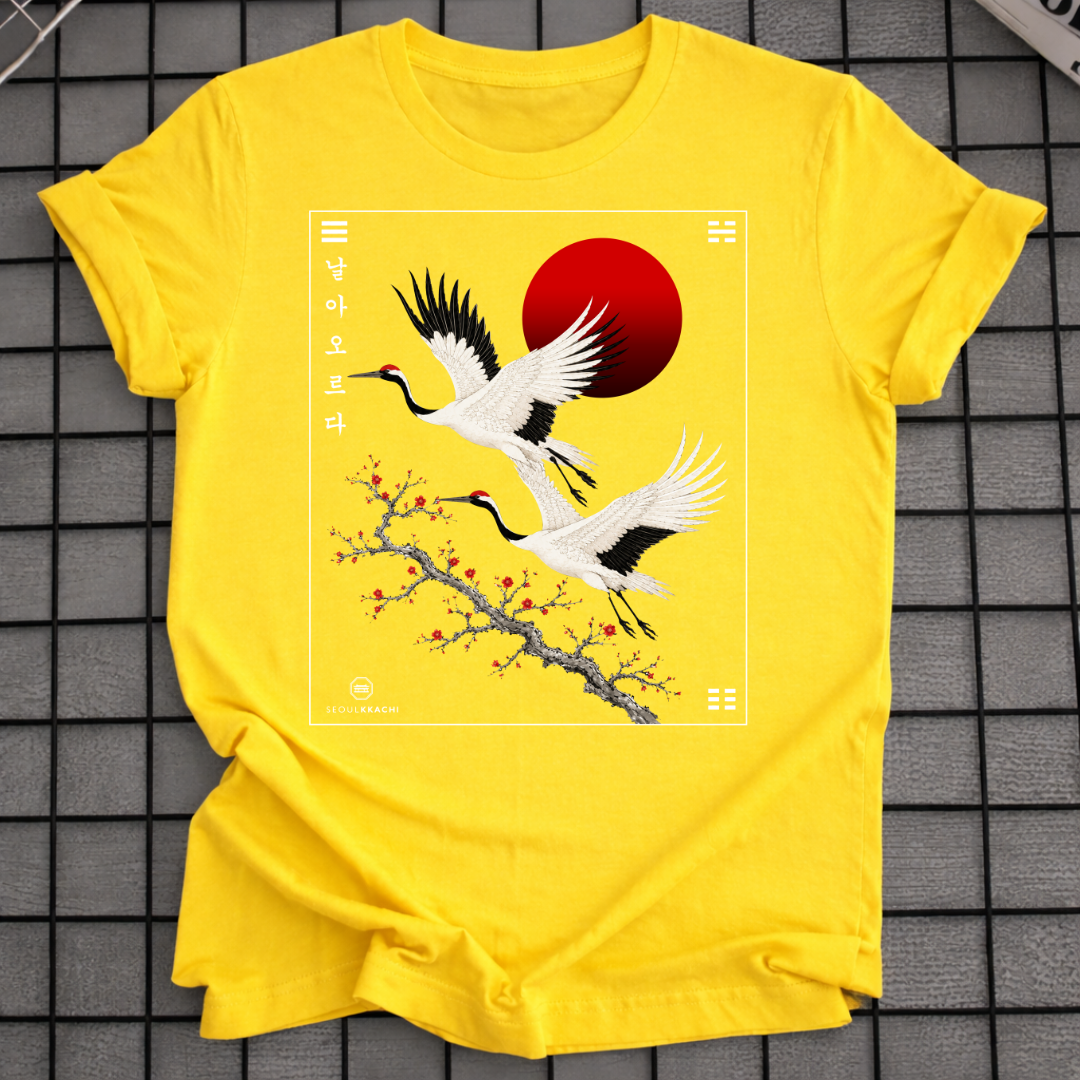 KOREAN CRANE SUNSET T-SHIRT
