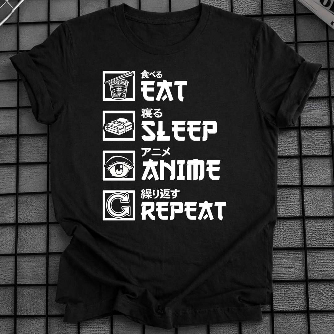 ESSEN SCHLAFEN ANIME WIEDERHOLEN T-SHIRT