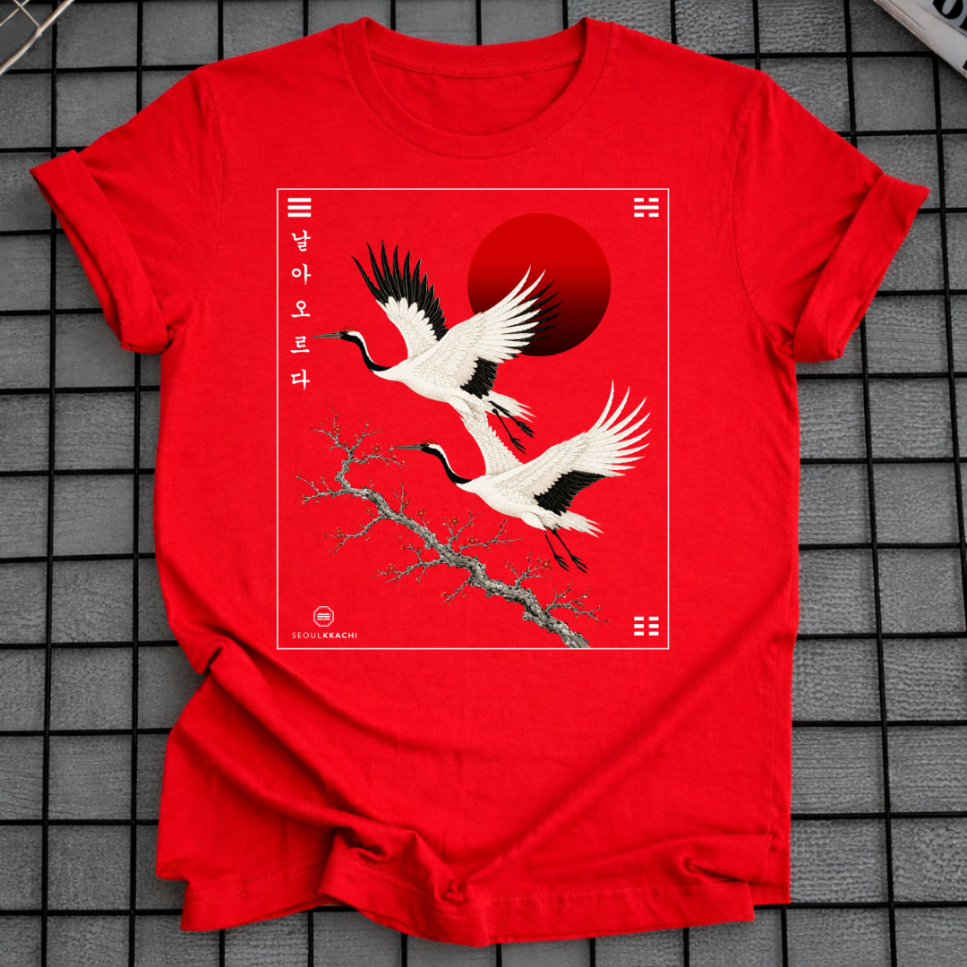 KOREAN CRANE SUNSET T-SHIRT