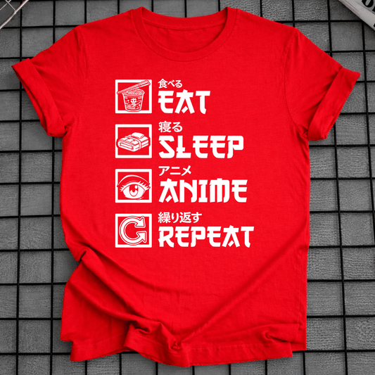 EAT SLEEP ANIME REPEAT T-SHIRT