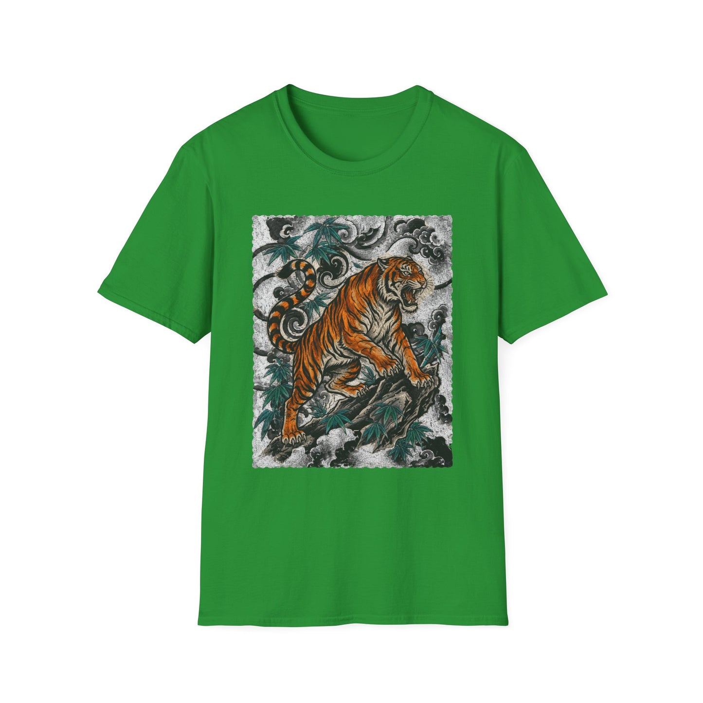 Tiger Tattoo Graphic T‑Shirt — Roaring Tiger Illustration Tee