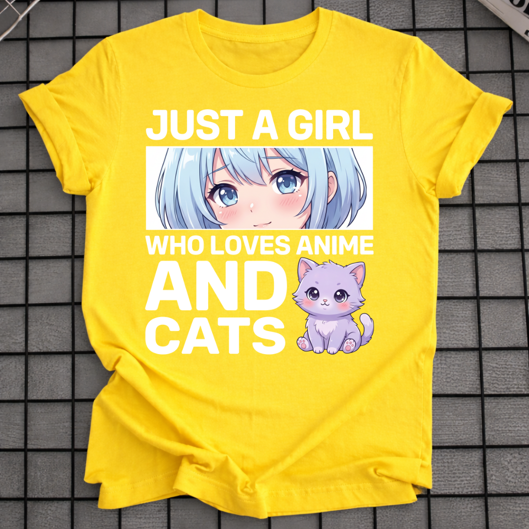 EIN MÄDCHEN, DAS ANIME UND KATZEN LIEBT T-SHIRT