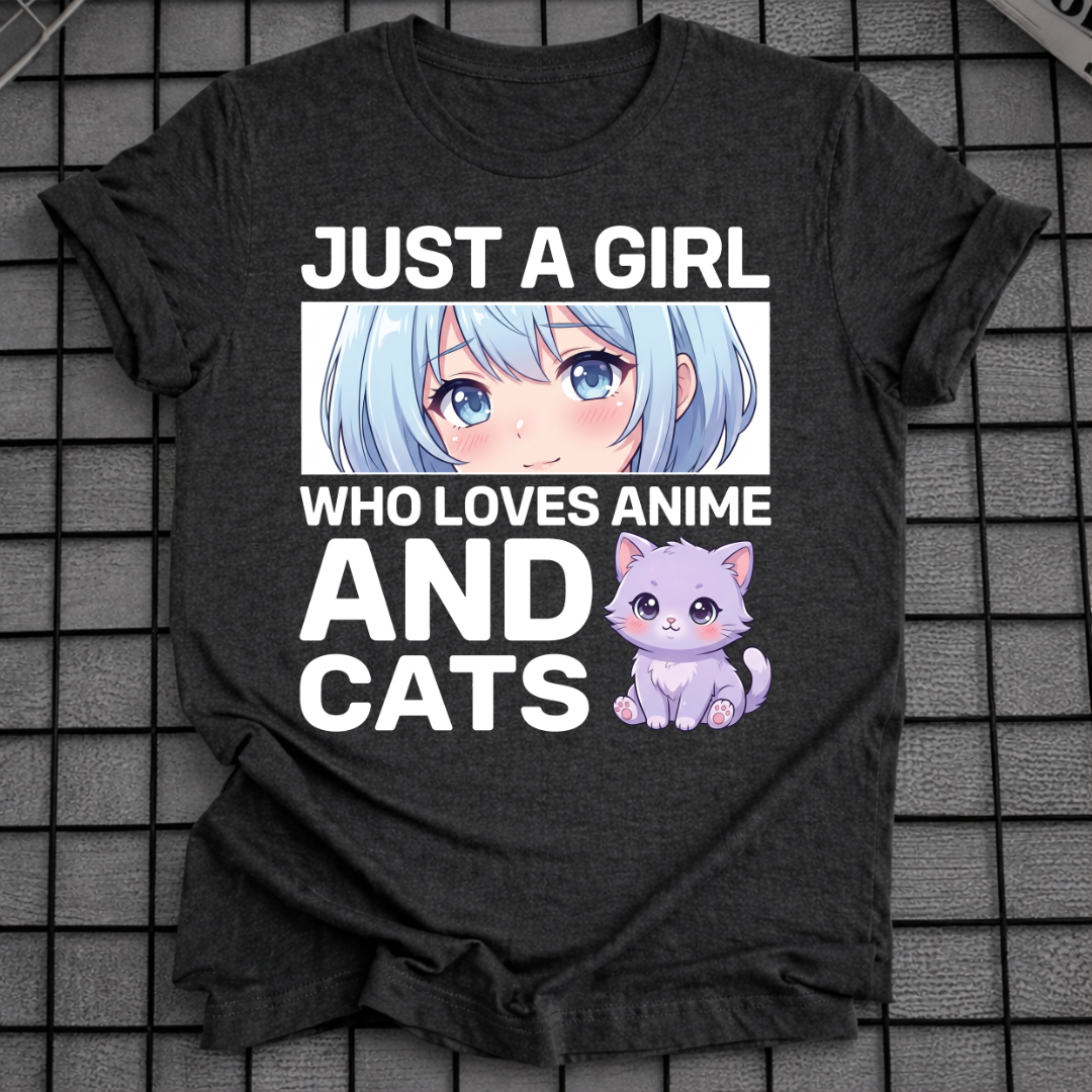 EIN MÄDCHEN, DAS ANIME UND KATZEN LIEBT T-SHIRT