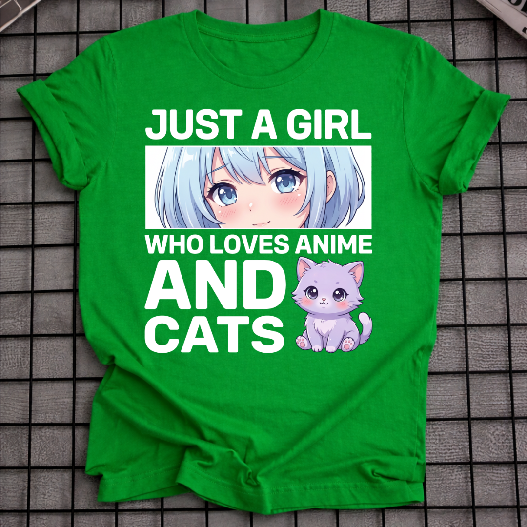 EIN MÄDCHEN, DAS ANIME UND KATZEN LIEBT T-SHIRT