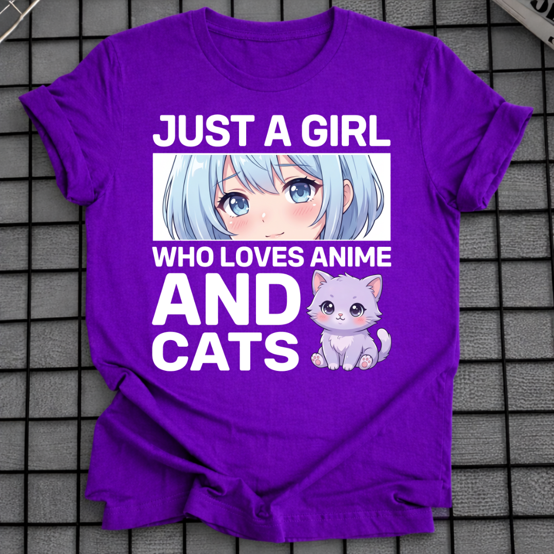 EIN MÄDCHEN, DAS ANIME UND KATZEN LIEBT T-SHIRT