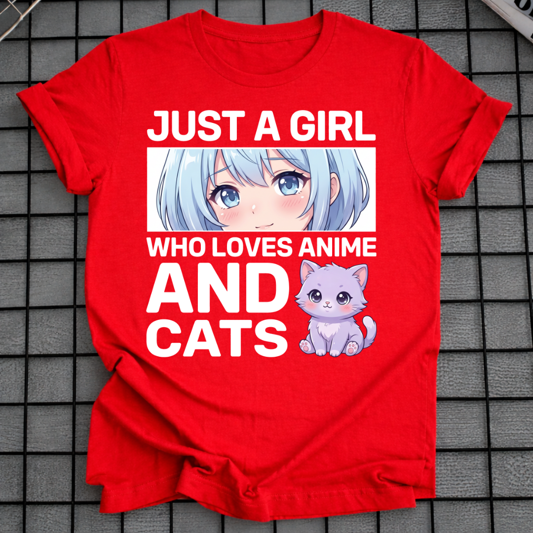 EIN MÄDCHEN, DAS ANIME UND KATZEN LIEBT T-SHIRT