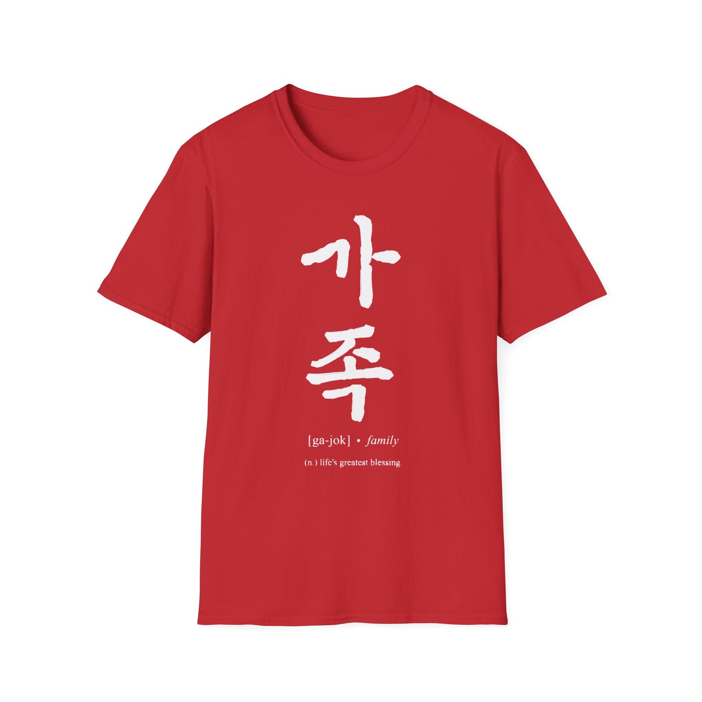 Korean '가족 (Family)' T-Shirt — Bold Brushstroke Script Tee