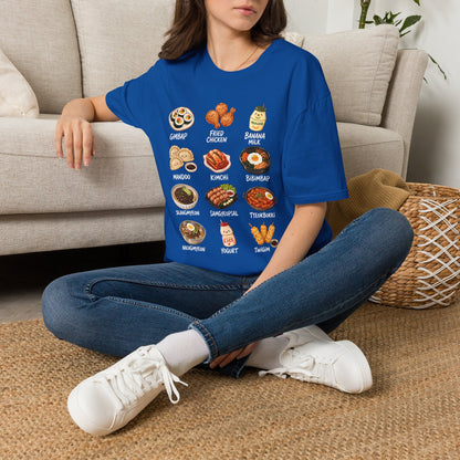 Korean Food Icons T-Shirt — Gimbap, Kimchi, Bibimbap & More Foodie Tee