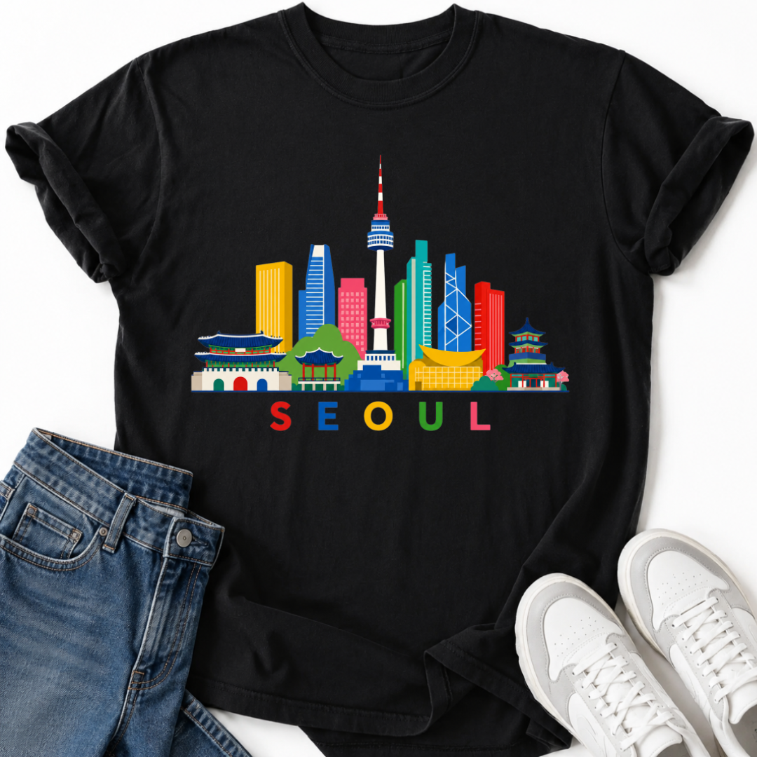COLORFUL SEOUL SKYLINE T-SHIRT