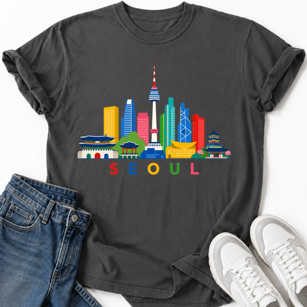 COLORFUL SEOUL SKYLINE T-SHIRT