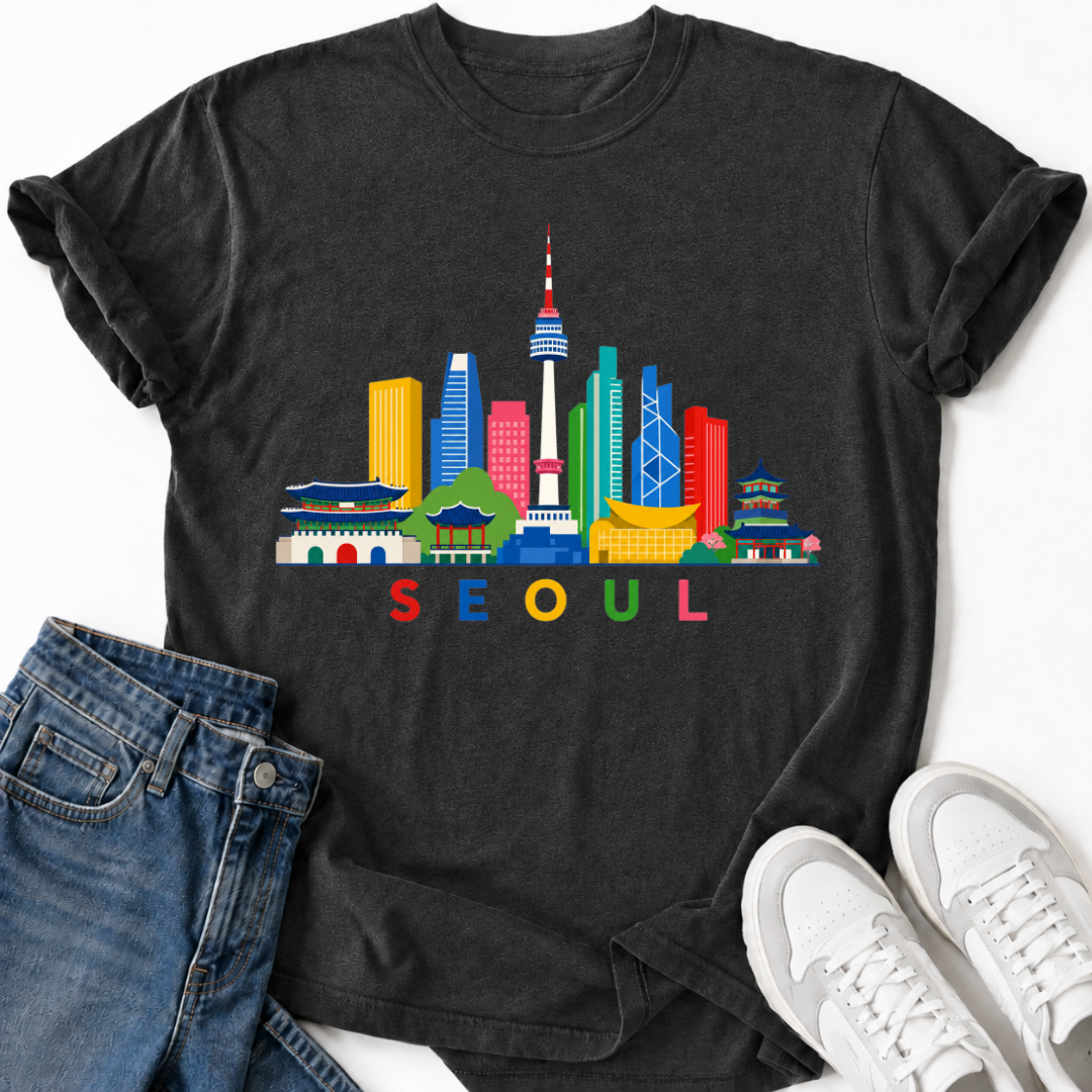 COLORFUL SEOUL SKYLINE T-SHIRT