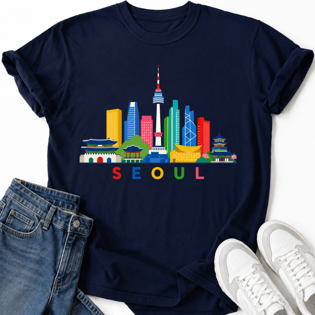COLORFUL SEOUL SKYLINE T-SHIRT
