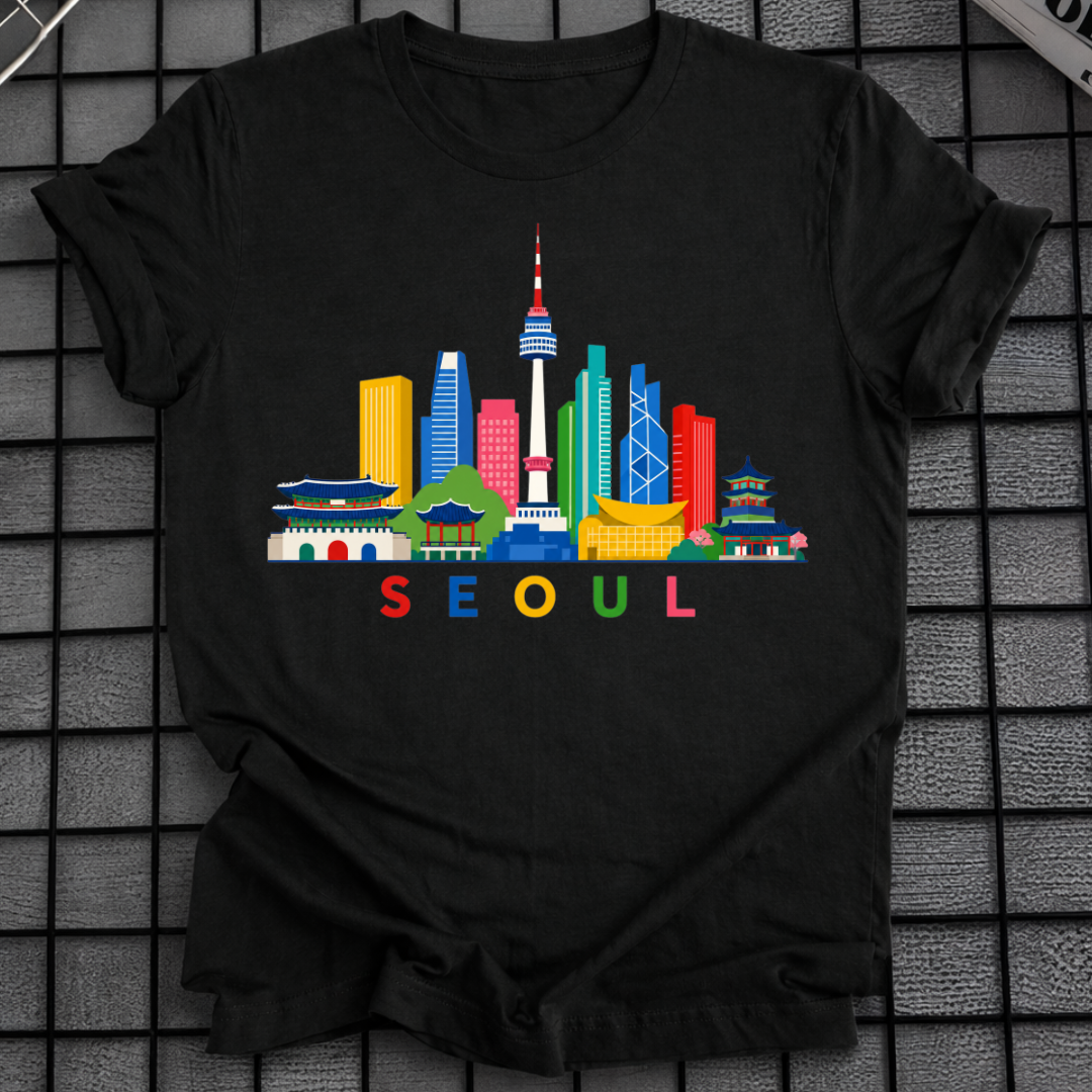 COLORFUL SEOUL SKYLINE T-SHIRT