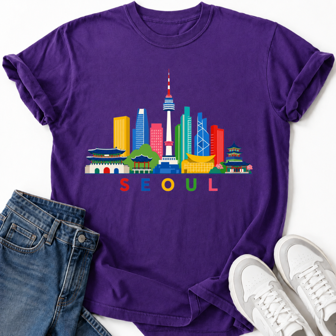 COLORFUL SEOUL SKYLINE T-SHIRT