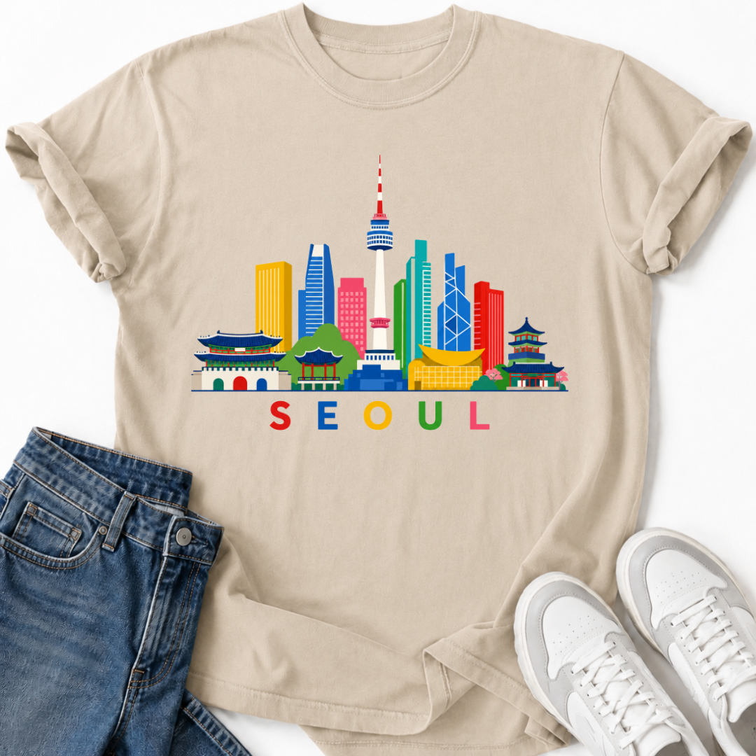 COLORFUL SEOUL SKYLINE T-SHIRT