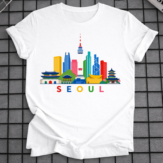 COLORFUL SEOUL SKYLINE T-SHIRT