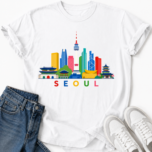 COLORFUL SEOUL SKYLINE T-SHIRT