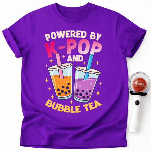 POWERED BY K-POP AND BUBBLE TEA T-SHIRT