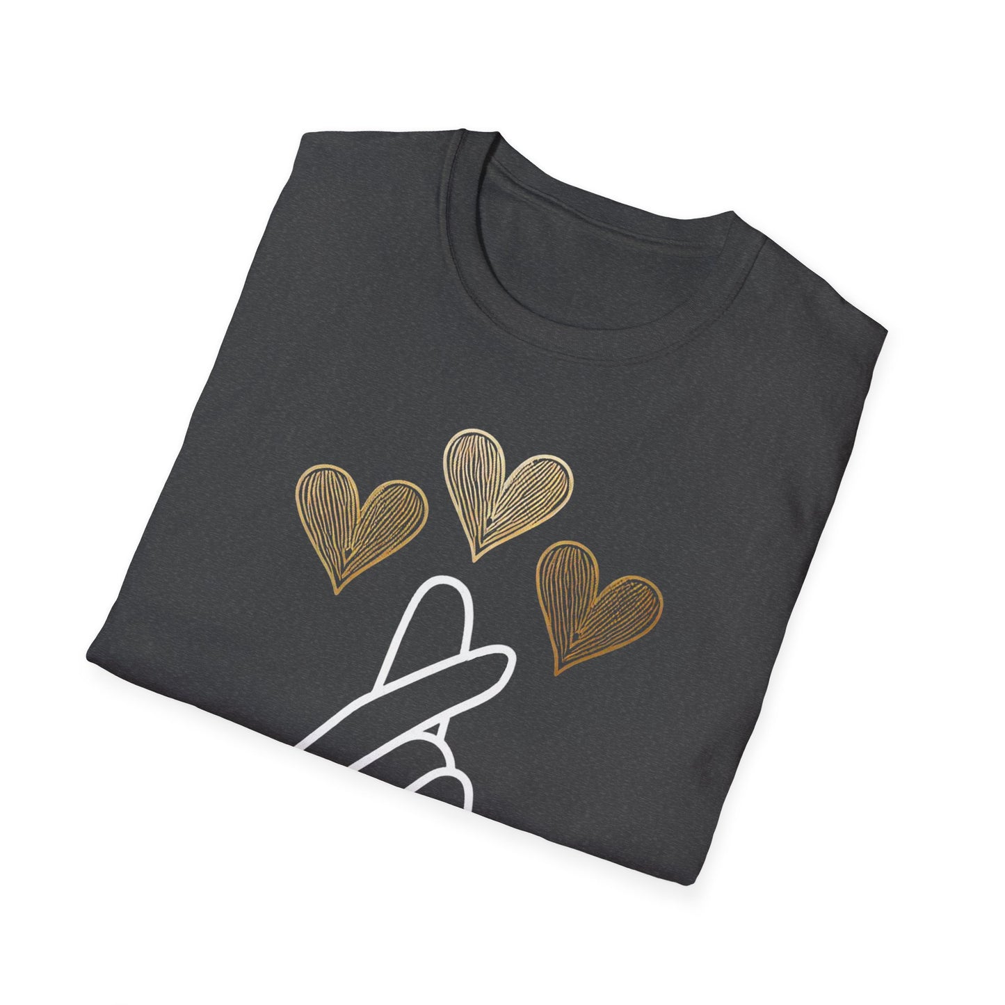 Love Gesture Unisex Softstyle T-Shirt - Heart Hand Graphic Tee
