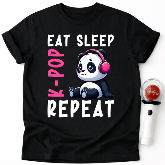 EAT SLEEP K-POP PANDA T-SHIRT