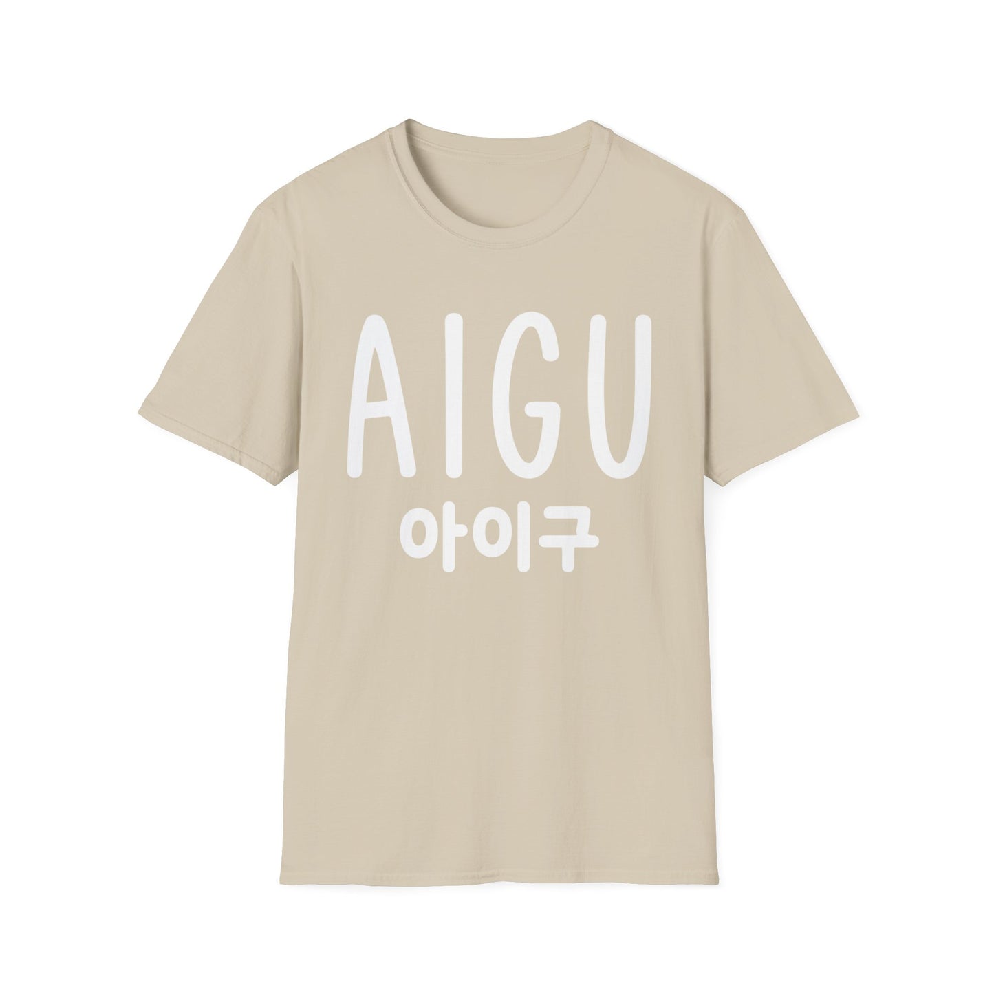 AIGU Korean Text Graphic T-Shirt — Cute K-pop Inspired Lettering Tee