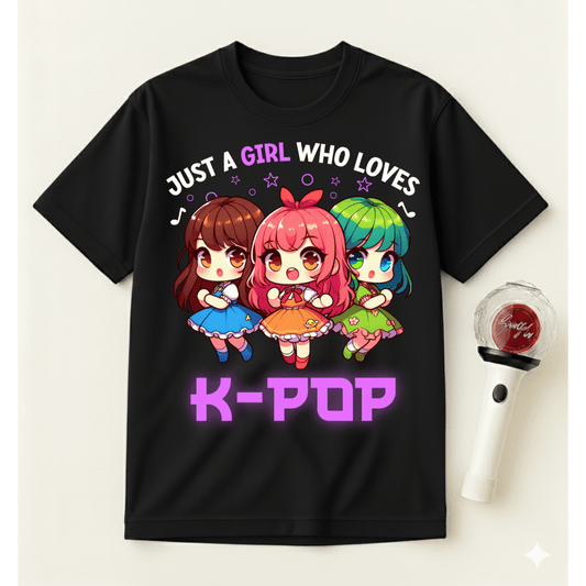 JUST A GIRL WHO LOVES K-POP T-SHIRT