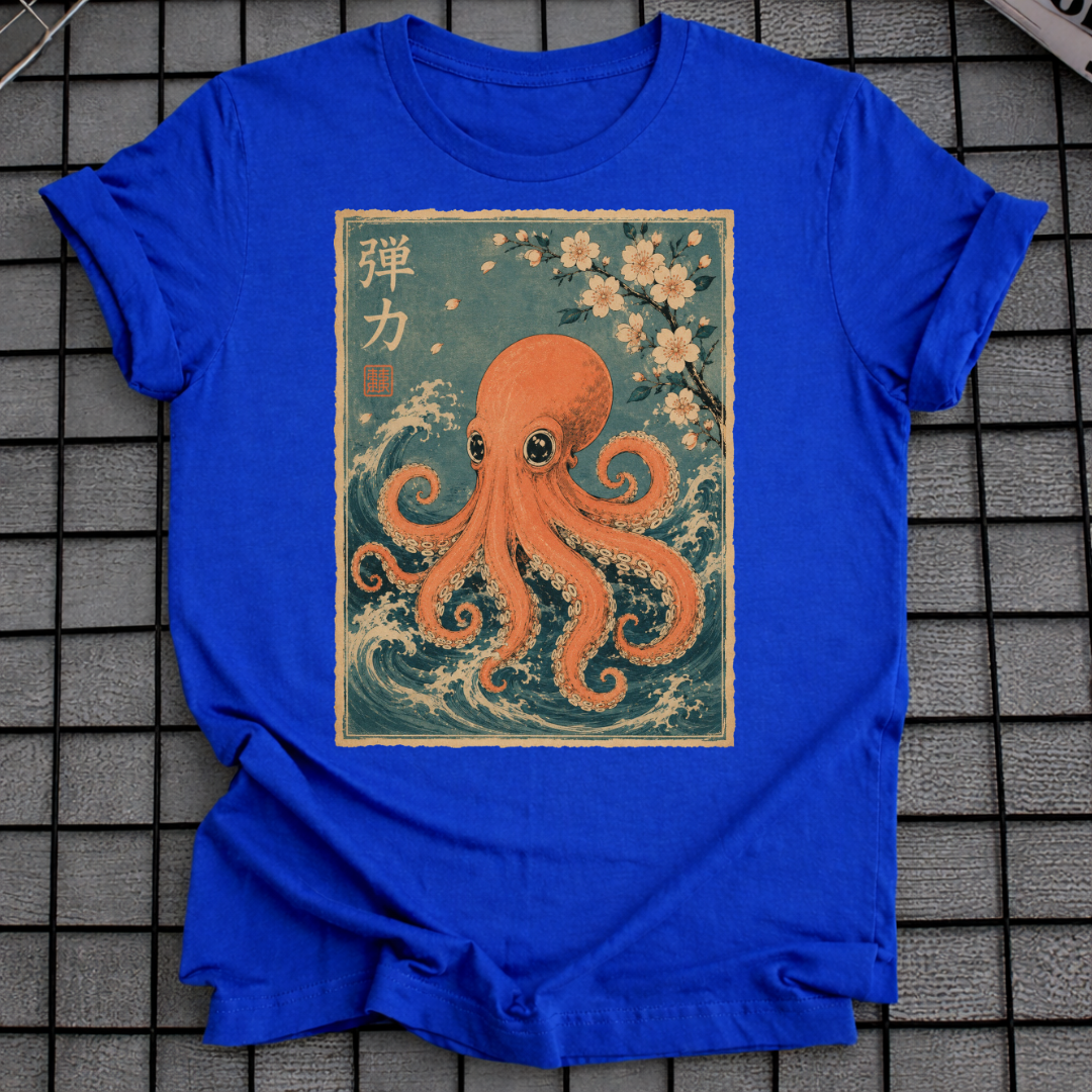 JAPANESE CHERRY BLOSSOM OCTOPUS T-SHIRT
