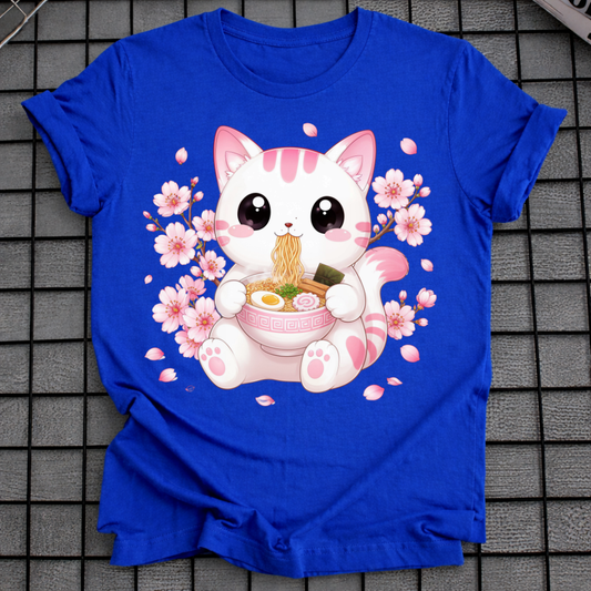 CHERRY BLOSSOM CAT RAMEN T-SHIRT